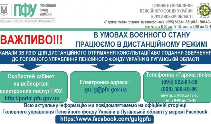 У Головному управлінні Пенсійного фонду України в Луганській області запрацювали телефони "гарячої лінії" У Головному управлінні Пенсійного фонду України в Луганській області запрацювали телефони "гарячої лінії"