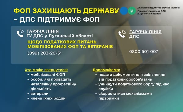 МОБІЛІЗОВАНІ ФОП ТА САМОЗАЙНЯТІ ОСОБИ МАЮТЬ ПРАВО НА ПРИЗУПИНЕННЯ ТА ЗВІЛЬНЕННЯ ВІД НАРАХУВАНЬ ТА СПЛАТИ ПОДАТКОВИХ ЗОБОВ’ЯЗАНЬ МОБІЛІЗОВАНІ ФОП ТА САМОЗАЙНЯТІ ОСОБИ МАЮТЬ ПРАВО НА ПРИЗУПИНЕННЯ ТА ЗВІЛЬНЕННЯ ВІД НАРАХУВАНЬ ТА СПЛАТИ ПОДАТКОВИХ ЗОБОВ’ЯЗАНЬ