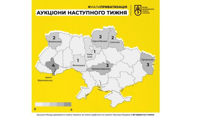 На наступному тижні в області відбудуться три онлайн-аукціони з приватизації державного майна 