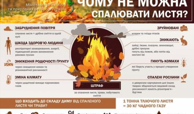 Не спалюйте листя! Бережіть довкілля! Не спалюйте листя! Бережіть довкілля!