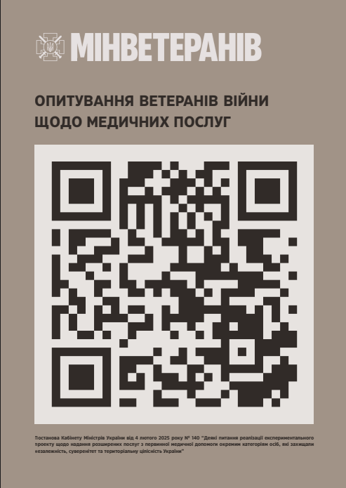 Ветеранів та ветеранок запрошують взяти участь в опитуванні щодо медичних послуг