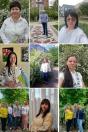 Фотоколаж із дев'яти окремих світлин, на яких зображені чоловіки та жінки різного віку у вишиванках — як індивідуально, так і невеликими групами — на фоні міських вулиць, кімнатних інтер'єрів та квітучих зелених кущів