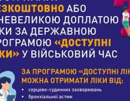 Як отримати безкоштовно або з невеликою доплатою ліки за державною програмою «Доступні ліки» у військовий час