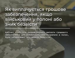 Як змінився порядок виплати грошового забезпечення військовослужбовців, захоплених у полон або зниклих безвісти
