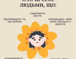Інформаційний плакат Всеукраїнської програми ментального здоров'я «Ти як?» містить заклики оточити себе людьми, які підтримують, надихають, розкривають найкраще та допомагають у важкі моменти, а в центрі зображено малюнок соняшника з обличчям людини посередині.