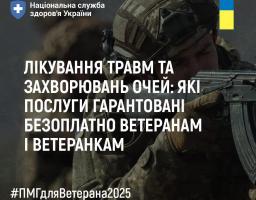 Лікування травм та захворювання очей: які послуги гарантовані безоплатно ветеранам і ветеранкам