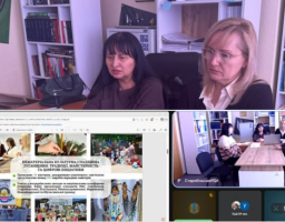 Колаж демонструє робочі моменти онлайн-зустрічі представників Старобільської РДА, присвяченої збереженню нематеріальної культурної спадщини Луганщини, традиціям, майстерності та цифровим ініціативам регіону.